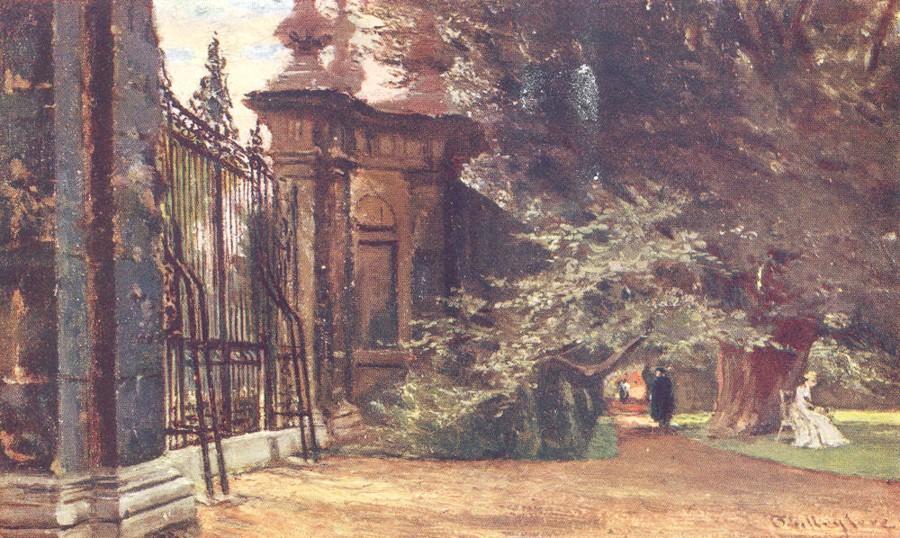 OXFORD. In Trinity College Gardens 1903 old antique vintage print picture